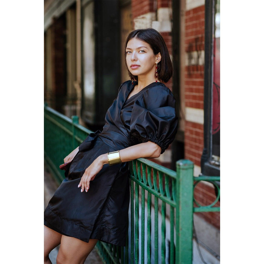 Black Lusso Wrap Dress Purplish Diva