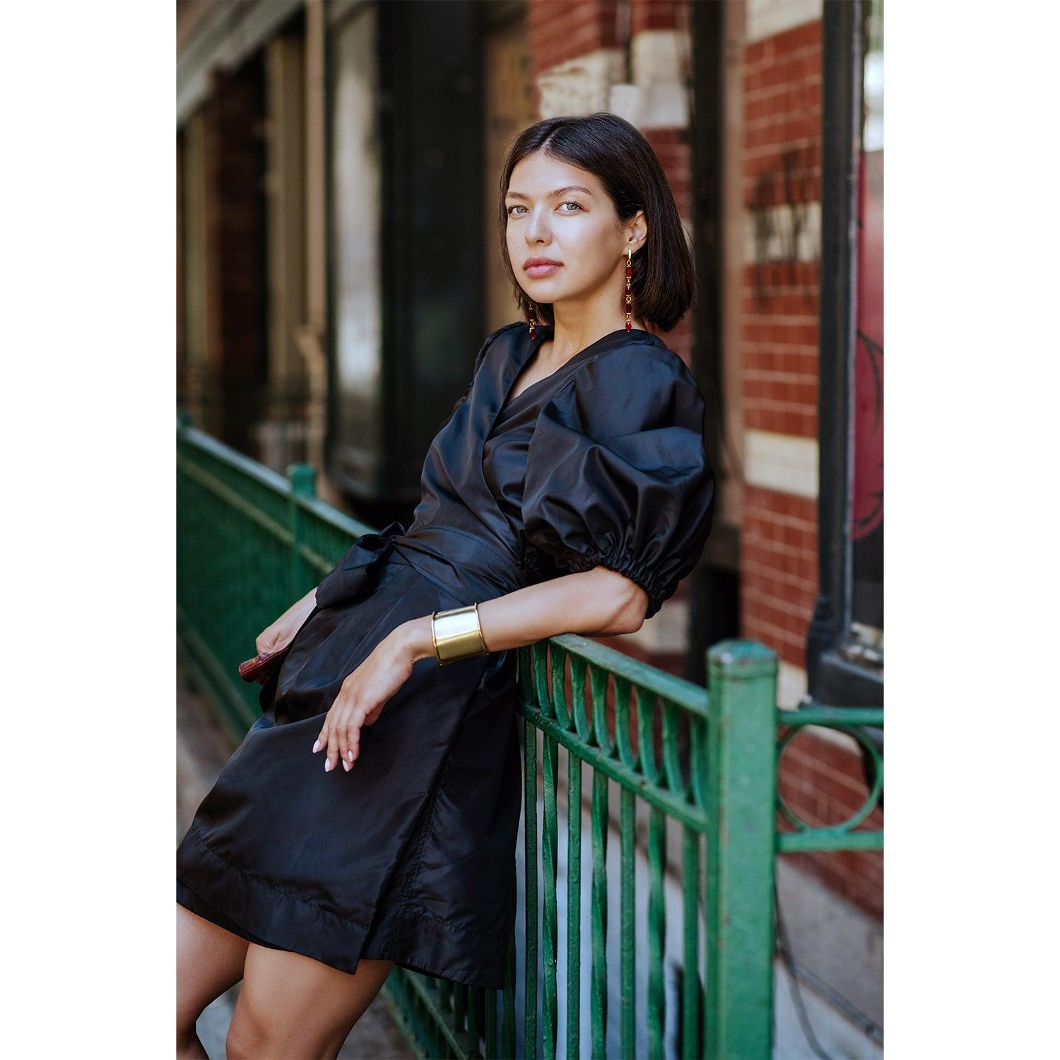 Black Lusso Wrap Dress Purplish Diva