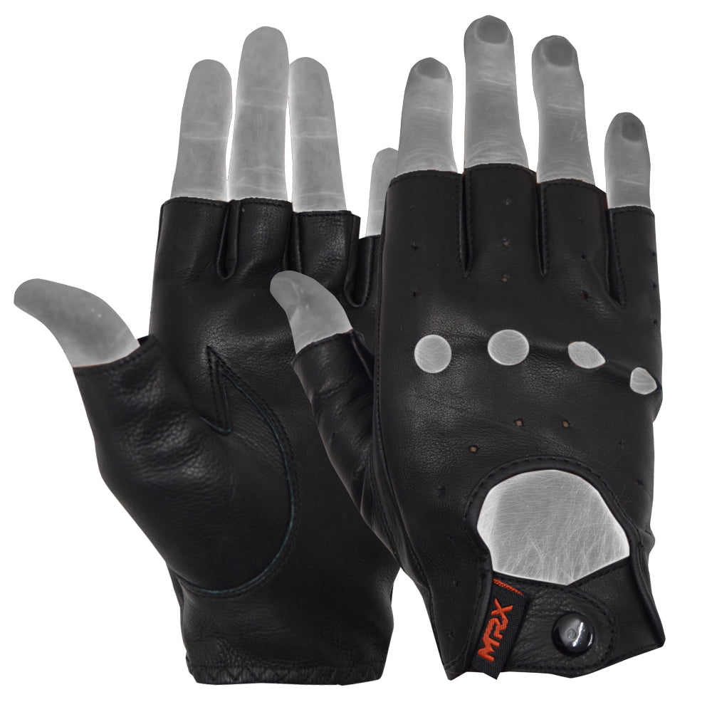 MRX Driving Gloves soft Leather Unlined Motorbike Riding Half Fingers Glove for Unisex - SJB-DIAMOND ELITES