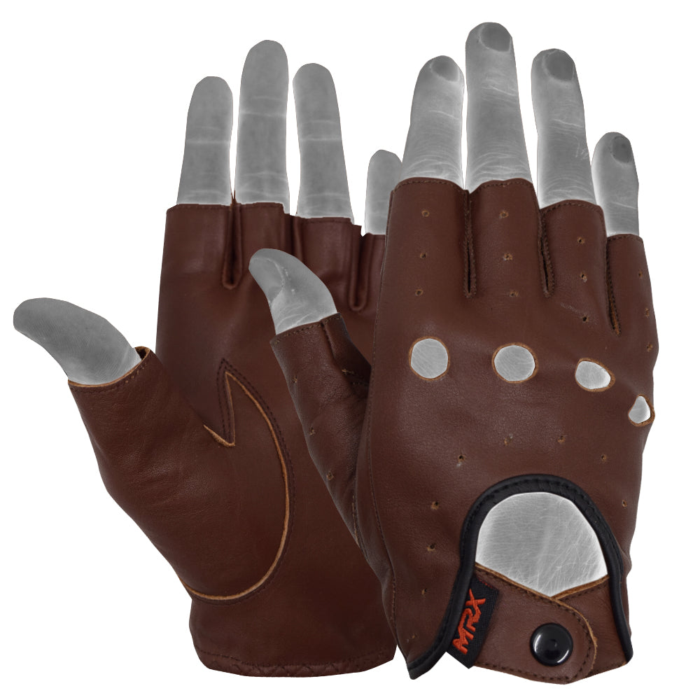 MRX Driving Gloves soft Leather Unlined Motorbike Riding Half Fingers Glove for Unisex - SJB-DIAMOND ELITES