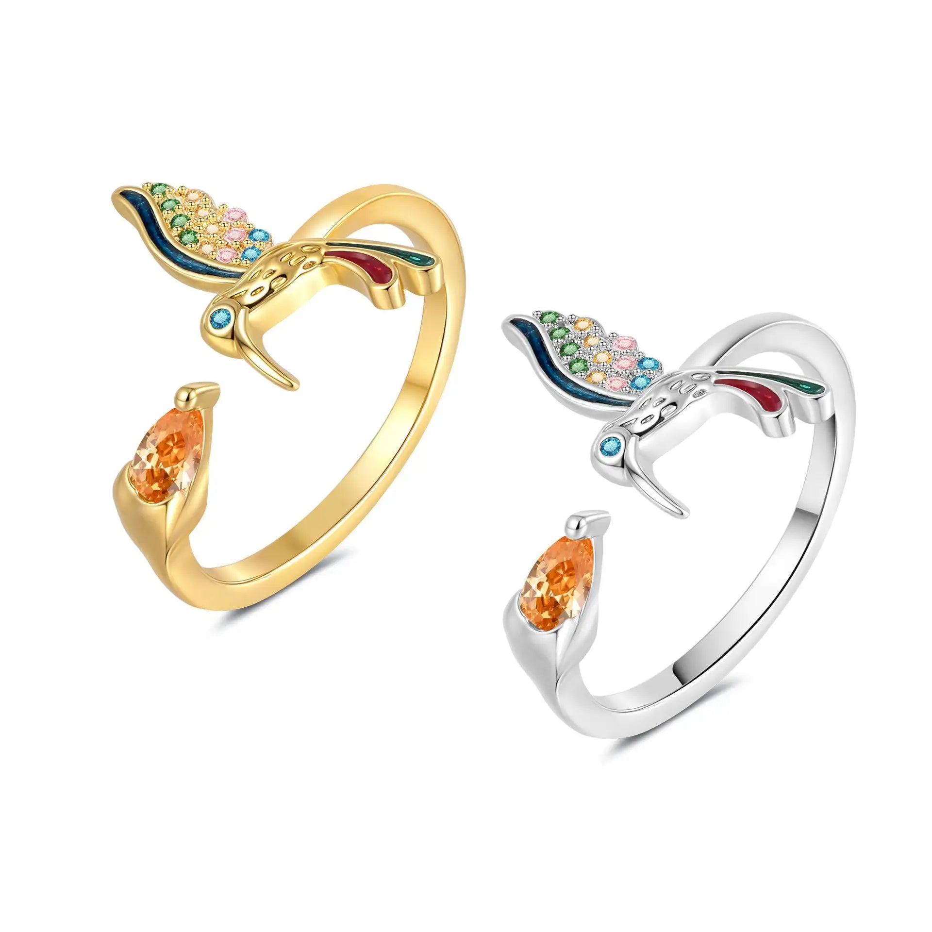Adjustable Hummingbird Ring Female Fashion Simple