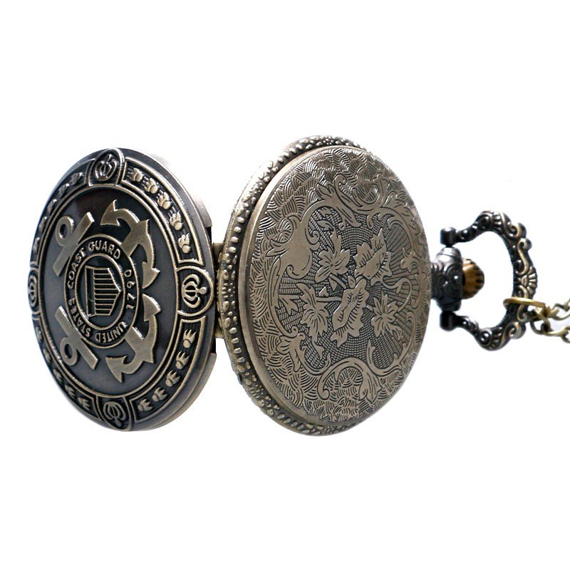 Hot Sale Bronze United States Coast Guard 1790 Theme Pocket Watch Men Navy Creative Gift for Women Fob Watches Pi-Mart
