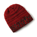 Beanie Women's Warm Leopard Print Knitted Hat Winter Pi-Mart