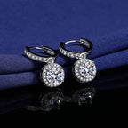 Moissanite Tassel Princess Round Bag 1 Karat Silver Earrings