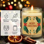 Christmas Themed Scented Candle in Glass Jar, Lavender Soy-Beeswax Blend, 3.5 oz, Hand-Poured with Single Wick, Ideal for Holiday Decor, Christmas Gifting, Festive Ambience & Home Aromatherapy - Comes with Bow Embellishment
