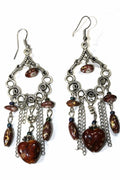 Marbled Bead Dangle Earrings Scroll Work Boho Floral BandsCo Straps