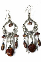 Marbled Bead Dangle Earrings Scroll Work Boho Floral BandsCo Straps