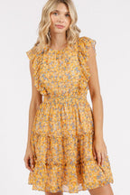 New Summer Ditsy Floral Print Ruffle Chiffon Mini Dress – Fluttering, Playful and Feminine Dress with Ruffle Details and Soft Chiffon Fabric