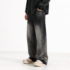 American-style Heavy Washed Black And Gray Straight Jeans Men's Loose Wide Leg Casual Trousers Lootquake LLC