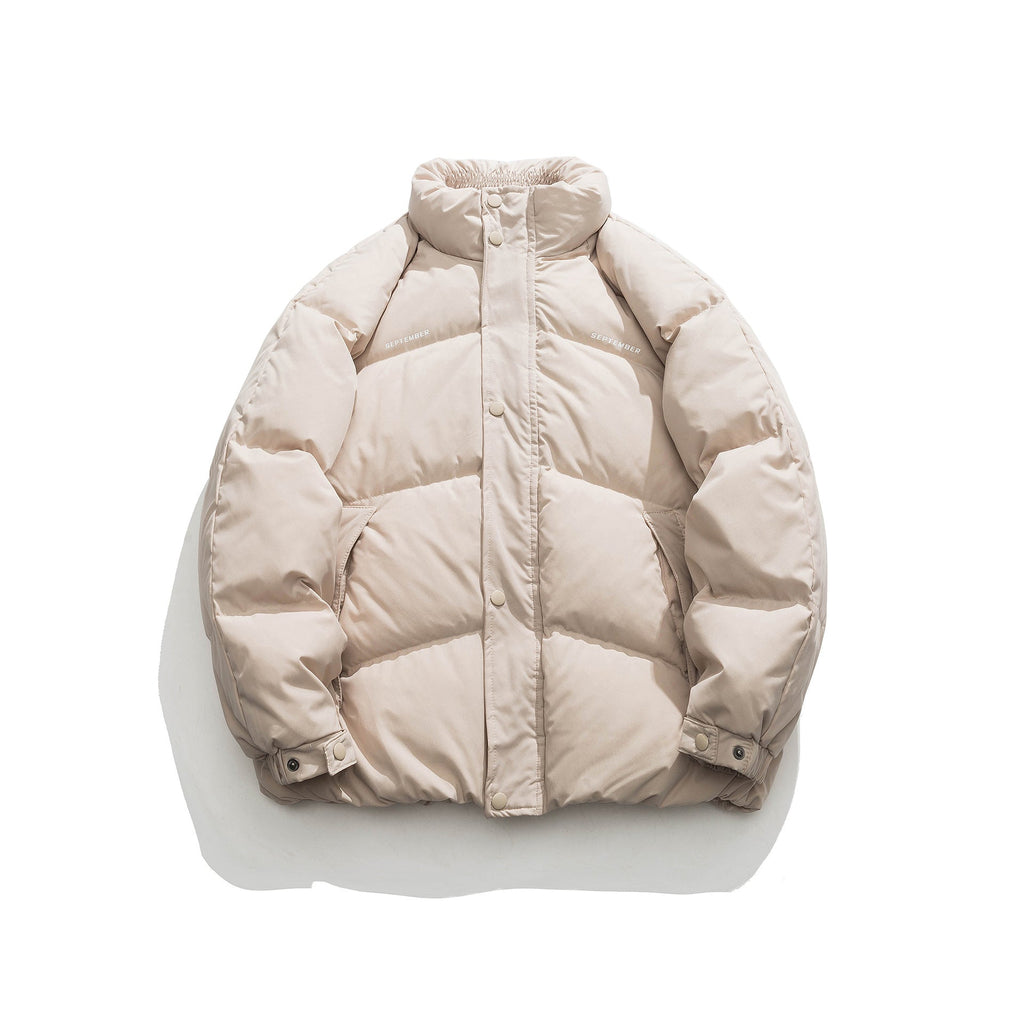 Men's Fashion Simple Raglan Sleeve Printing Stand-up Collar Down Jacket