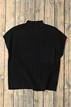 Mineral Red Patch Pocket Ribbed Knit Short Sleeve Sweater