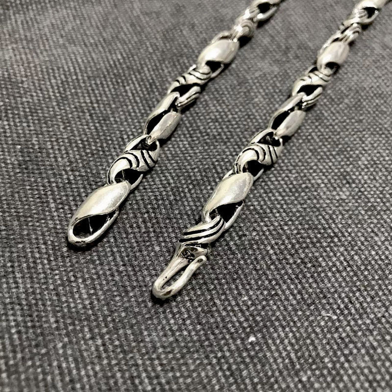 Men's Personality Punk Striped Sterling Silver Necklace Pi-Mart