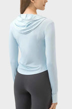 Millennia Pocketed Zip Up Hooded Long Sleeve Active Outerwear THRIXINE