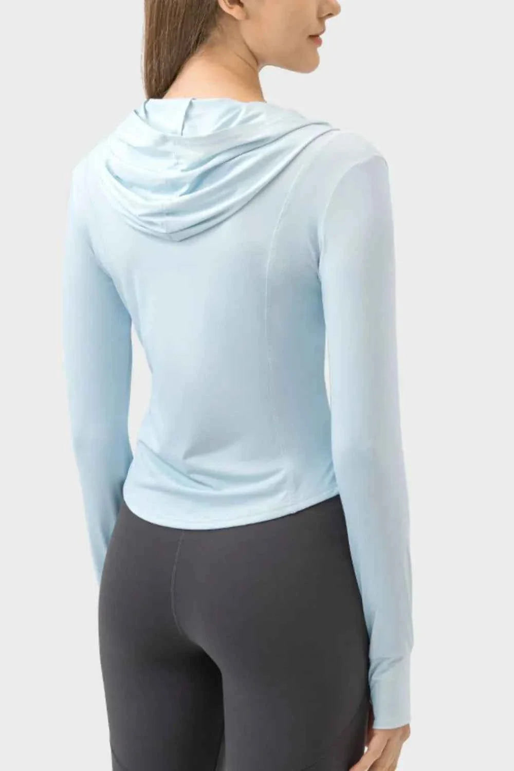 Millennia Pocketed Zip Up Hooded Long Sleeve Active Outerwear THRIXINE
