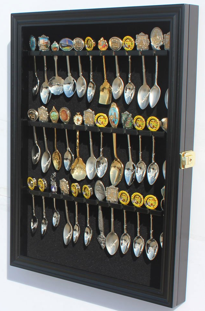 Tea Spoon Souvenir Spoon Display Case Rack Cabinet, Real Glass Door The Military Gift Store