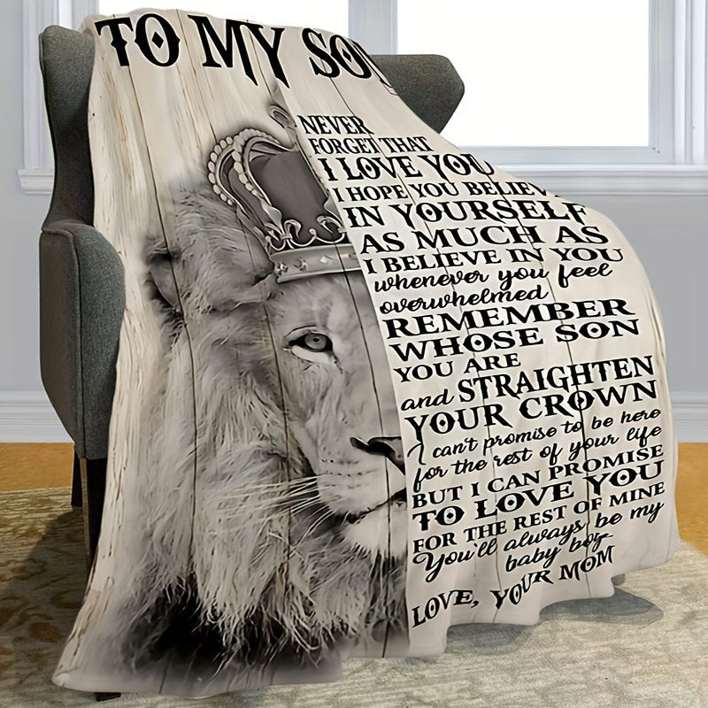 1pc Super Soft Flannel Blanket Gift From Mother To Son Suitable Bedroom Throw Blanket High Definition Printed Soft Blanket For Sofa Couch Office Bed Camping Travelling Lootquake LLC