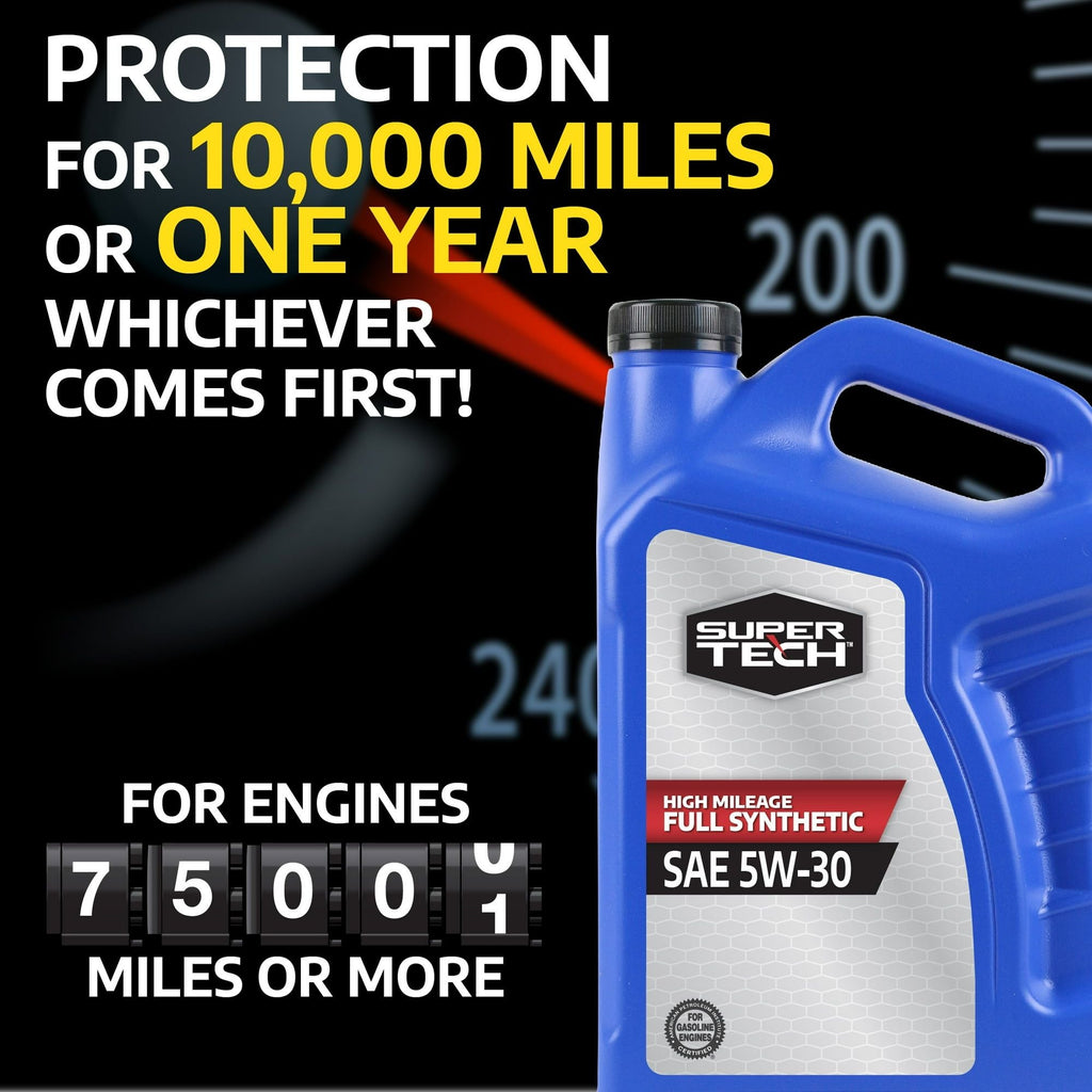Super Tech High Mileage SAE 5W-30 Motor Oil, 5 Quarts