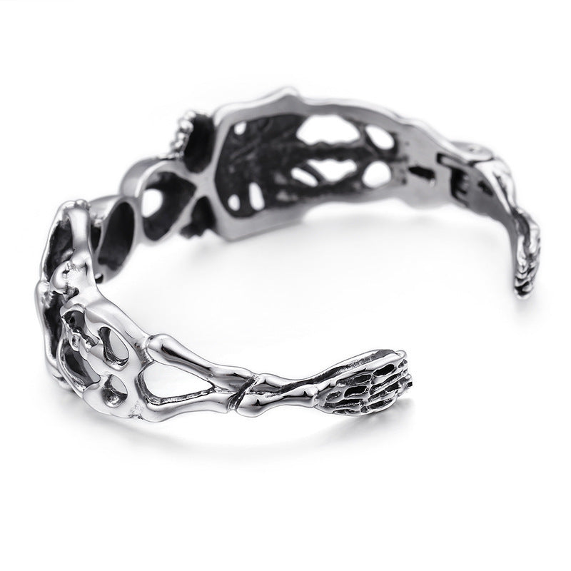 Men's Stainless Steel Skull Opening Bracelet