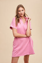 Simple Classic Pink Short Sleeve Dress Comfortable Women Dress Minimalist Casual Design Stevvex