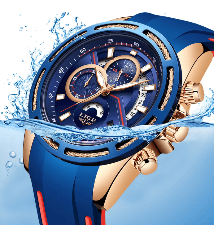 Men's Waterproof Modern Watch With Rubber Straps Multifunction Watches Unique Design Perfect Gift Stevvex