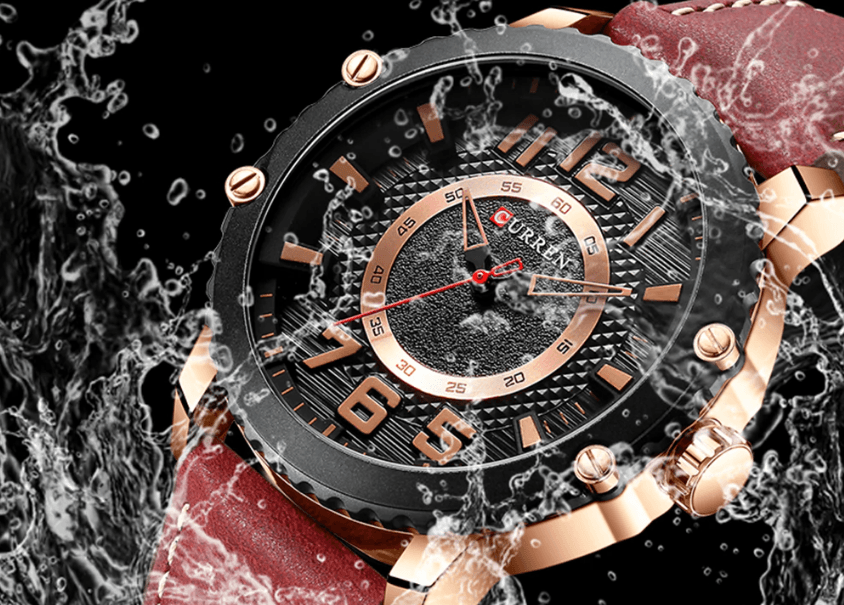 Men's Waterproof  Sport Watch With Leather  Belts  And Large Numbers Details Unique Design Perfect Gift Stevvex