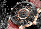 Men's Waterproof  Sport Watch With Leather  Belts  And Large Numbers Details Unique Design Perfect Gift Stevvex