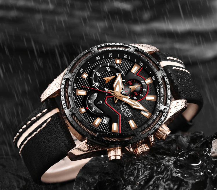 Waterproof Men's Sports  Watch With Leather Transparent Belts, Chronometers Day View Perfect Gift Stevvex