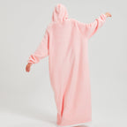 1pc Simple Solid Color Fleece Lazy Person Hooded Blanket Can Be Worn