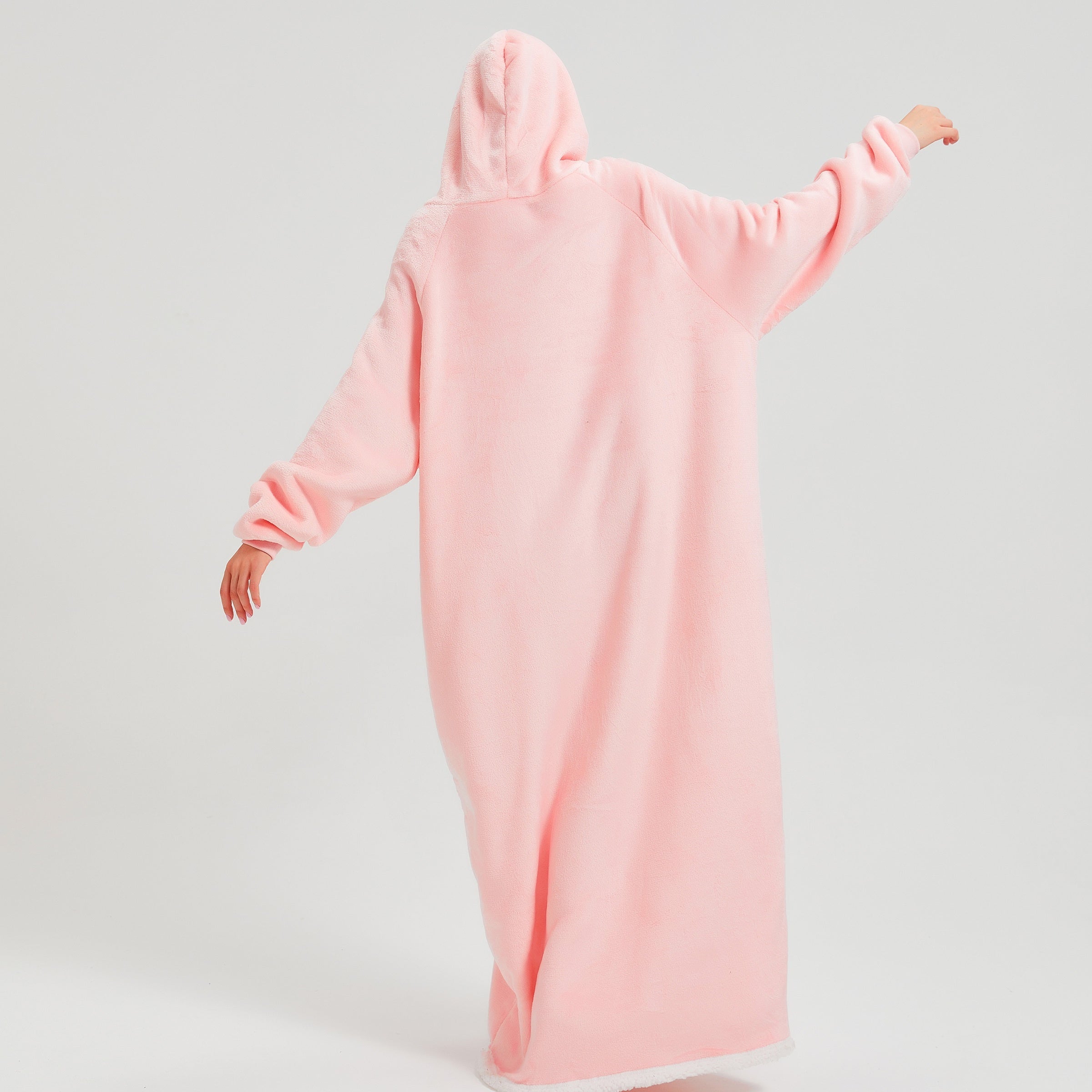 1pc Simple Solid Color Fleece Lazy Person Hooded Blanket Can Be Worn