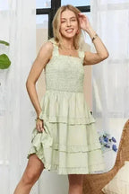 Smocked Ruffled Wide Strap Mini Dress – Sweet & Stylish