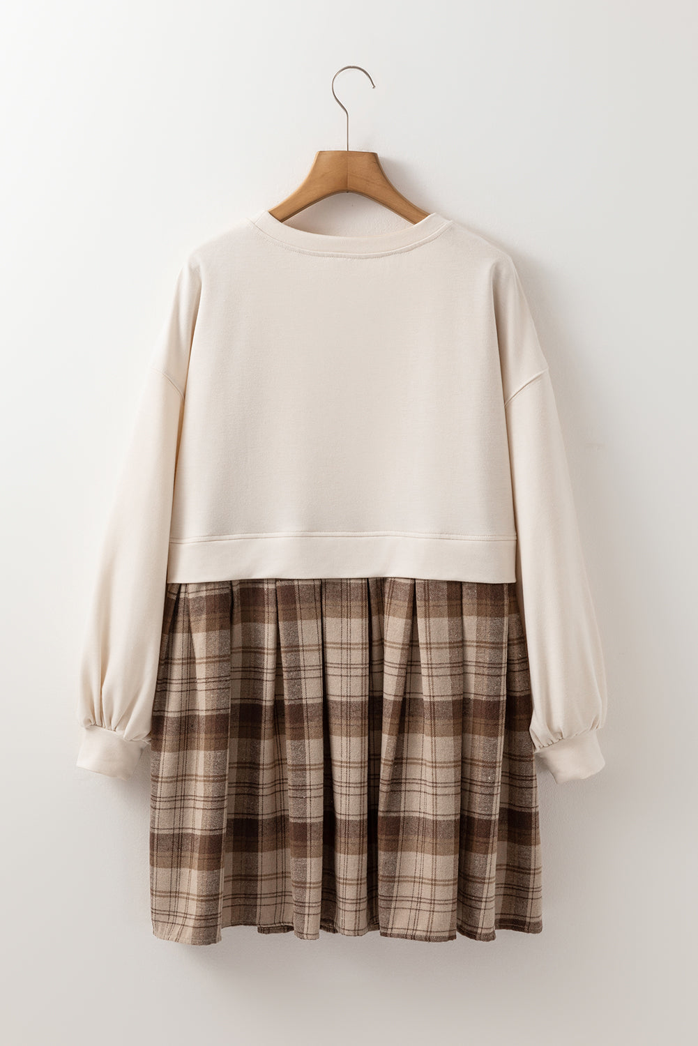 Vintage Plaid Round Neck Long Sleeve Mini Dress Cozy & Stylish Dress Retro Design Dress For Party Stevvex