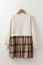 Vintage Plaid Round Neck Long Sleeve Mini Dress Cozy & Stylish Dress Retro Design Dress For Party Stevvex