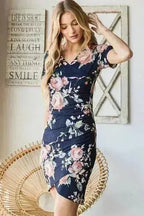 Ruched Floral Mini Dress – Vibrant Plus-Size Summer Style
