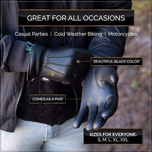 Men’s Warm Winter Dress And Work Gloves, Thermal Lining, Genuine Black Leather MRX Products