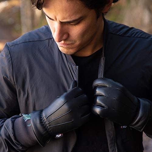 Men’s Warm Winter Dress And Work Gloves, Thermal Lining, Genuine Black Leather MRX Products