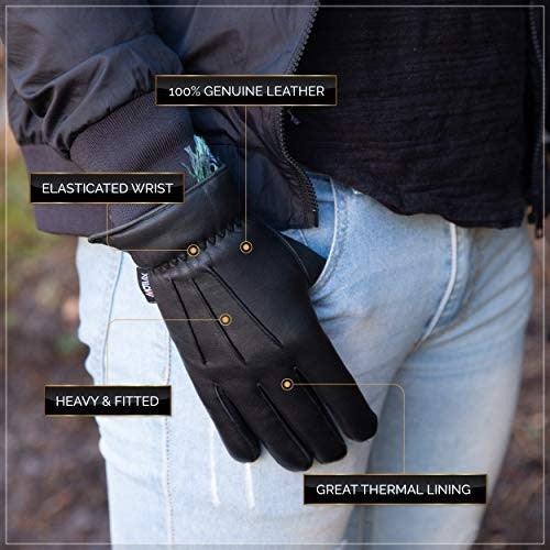 Men’s Warm Winter Dress And Work Gloves, Thermal Lining, Genuine Black Leather MRX Products