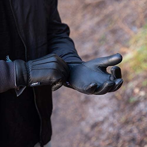 Men’s Warm Winter Dress And Work Gloves, Thermal Lining, Genuine Black Leather MRX Products