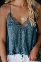 Spaghetti Strap Printed Lace Tank Top - SJB-DIAMOND ELITES