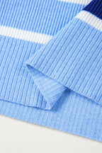 Black Stripe Quarter Zip Collar Knit Vest