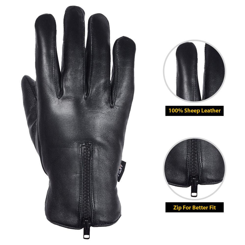 Men’s Warm Winter Dress And Work Gloves, Thermal Lining, Genuine Black Leather MRX Products