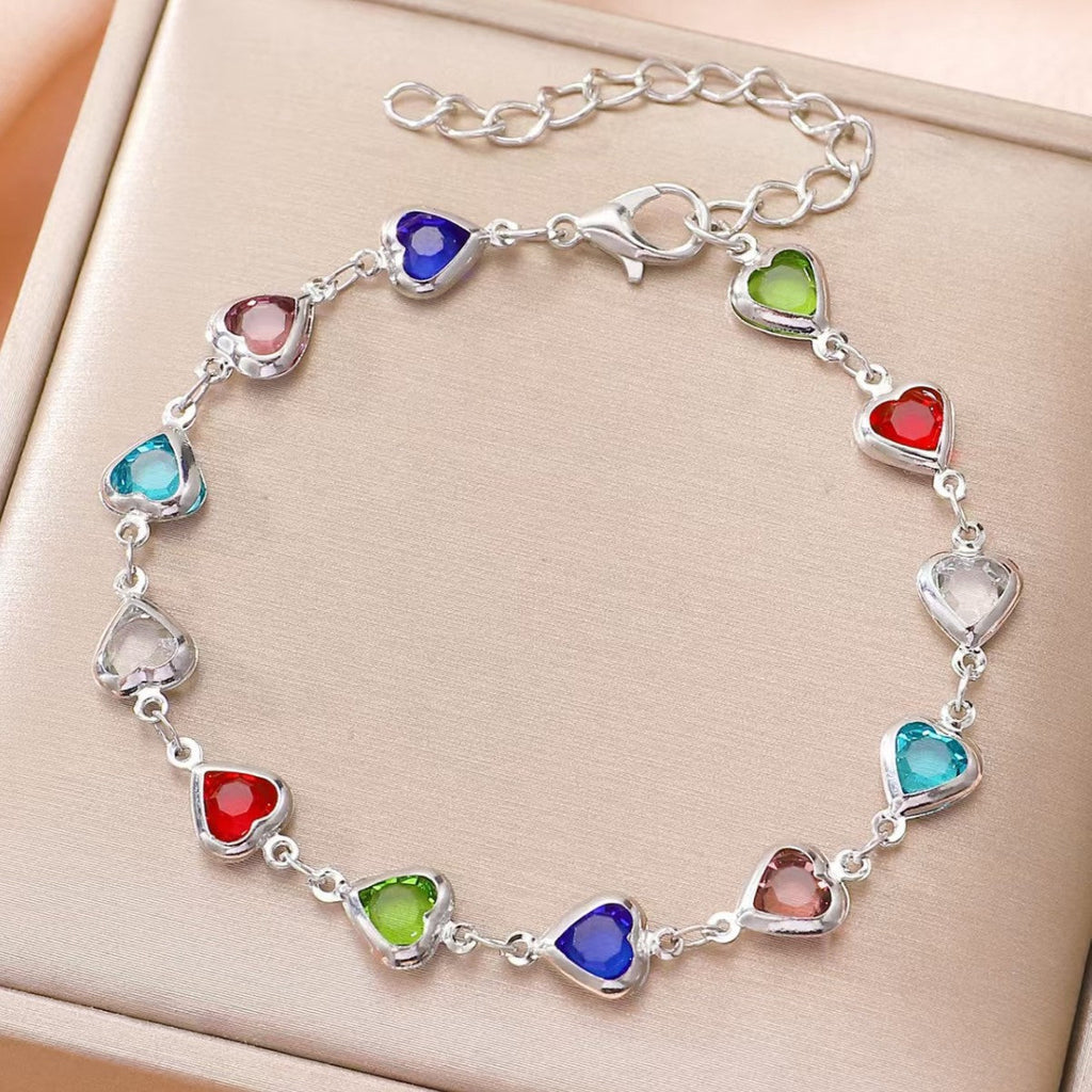 Dopamine Jewelry All-Match Colorful Heart-Shaped Bracelet For Women Pi-Mart