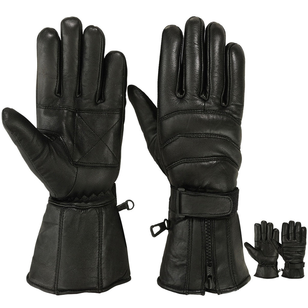 Mens Motorbike Gloves Cold Weather Motorcycle Riding Genuine Leather Black Glove - SJB-DIAMOND ELITES