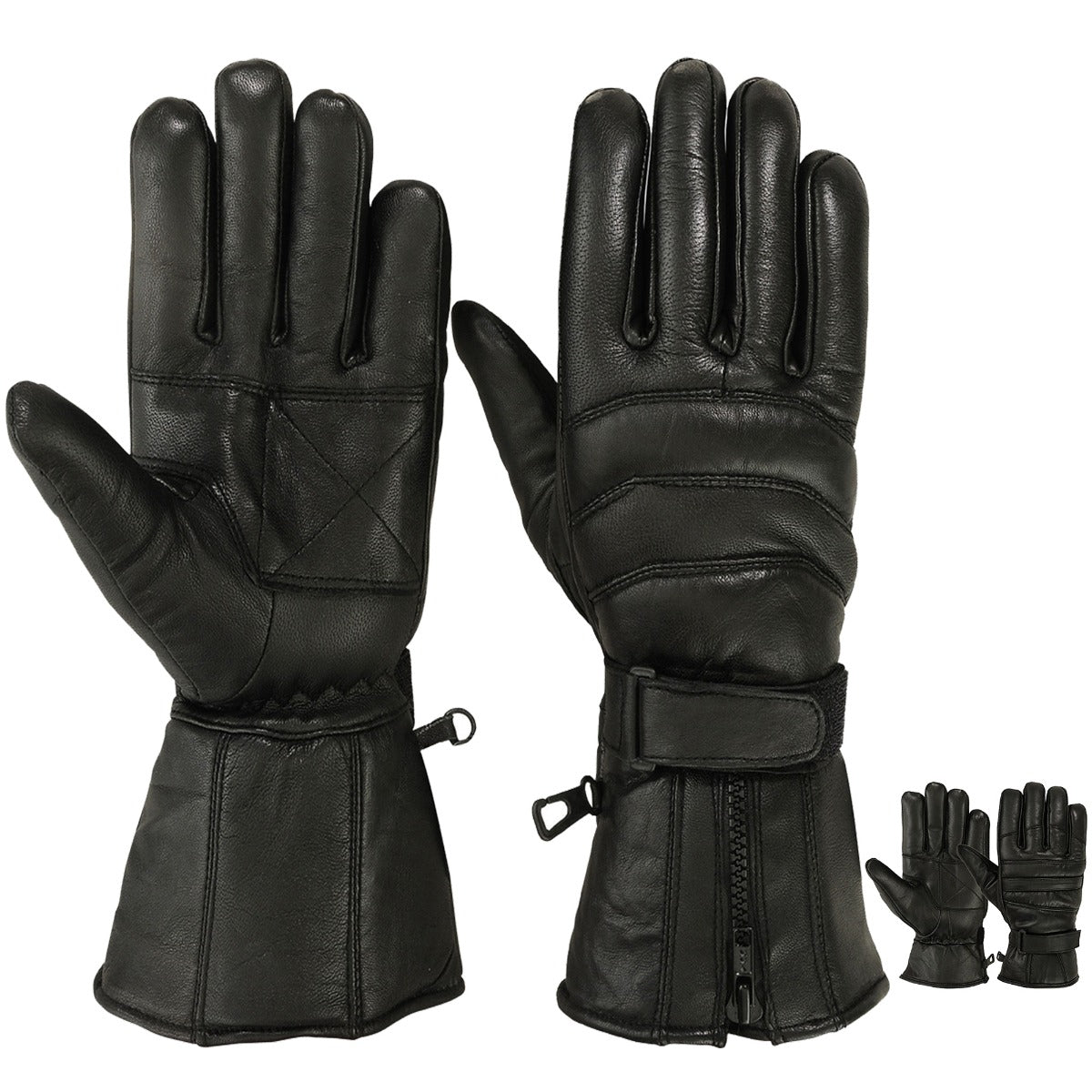Mens Motorbike Gloves Cold Weather Motorcycle Riding Genuine Leather Black Glove - SJB-DIAMOND ELITES