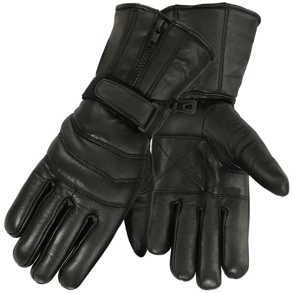 Mens Motorbike Gloves Cold Weather Motorcycle Riding Genuine Leather Black Glove-Black-XXL - SJB-DIAMOND ELITES