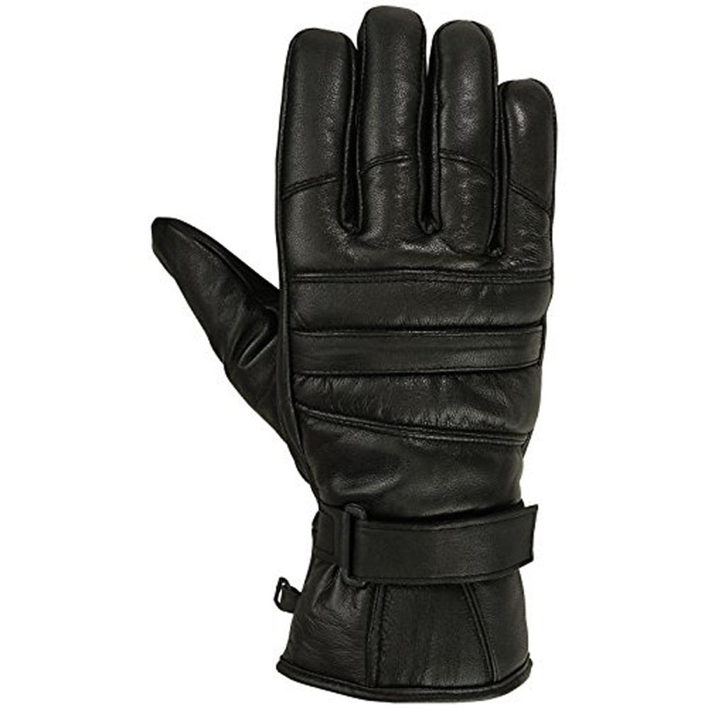 Mens Motorbike Gloves Cold Weather Motorcycle Riding Genuine Leather Black Glove-Black-Gray-M - SJB-DIAMOND ELITES
