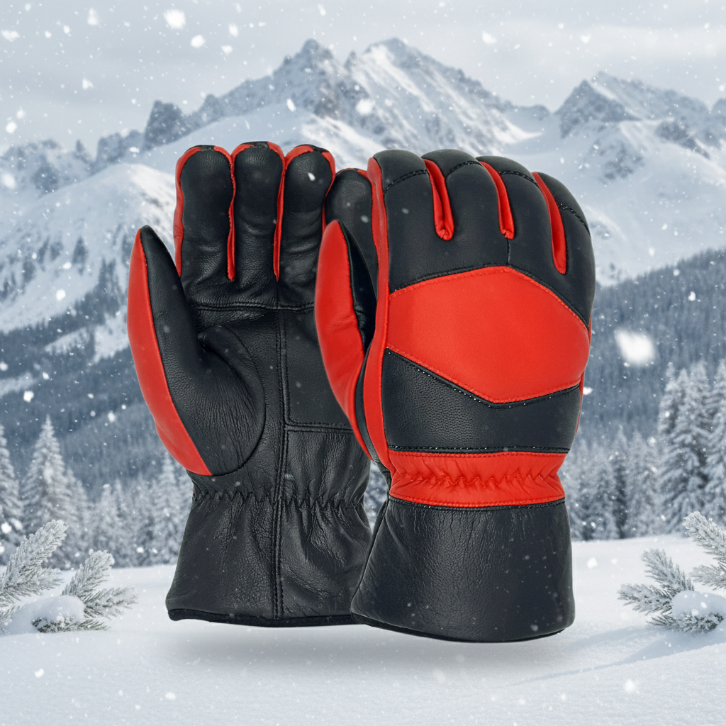 Mens Warm Winter Cold Weather Glove Leather Motorcycle Gloves Thermal Linning - SJB-DIAMOND ELITES