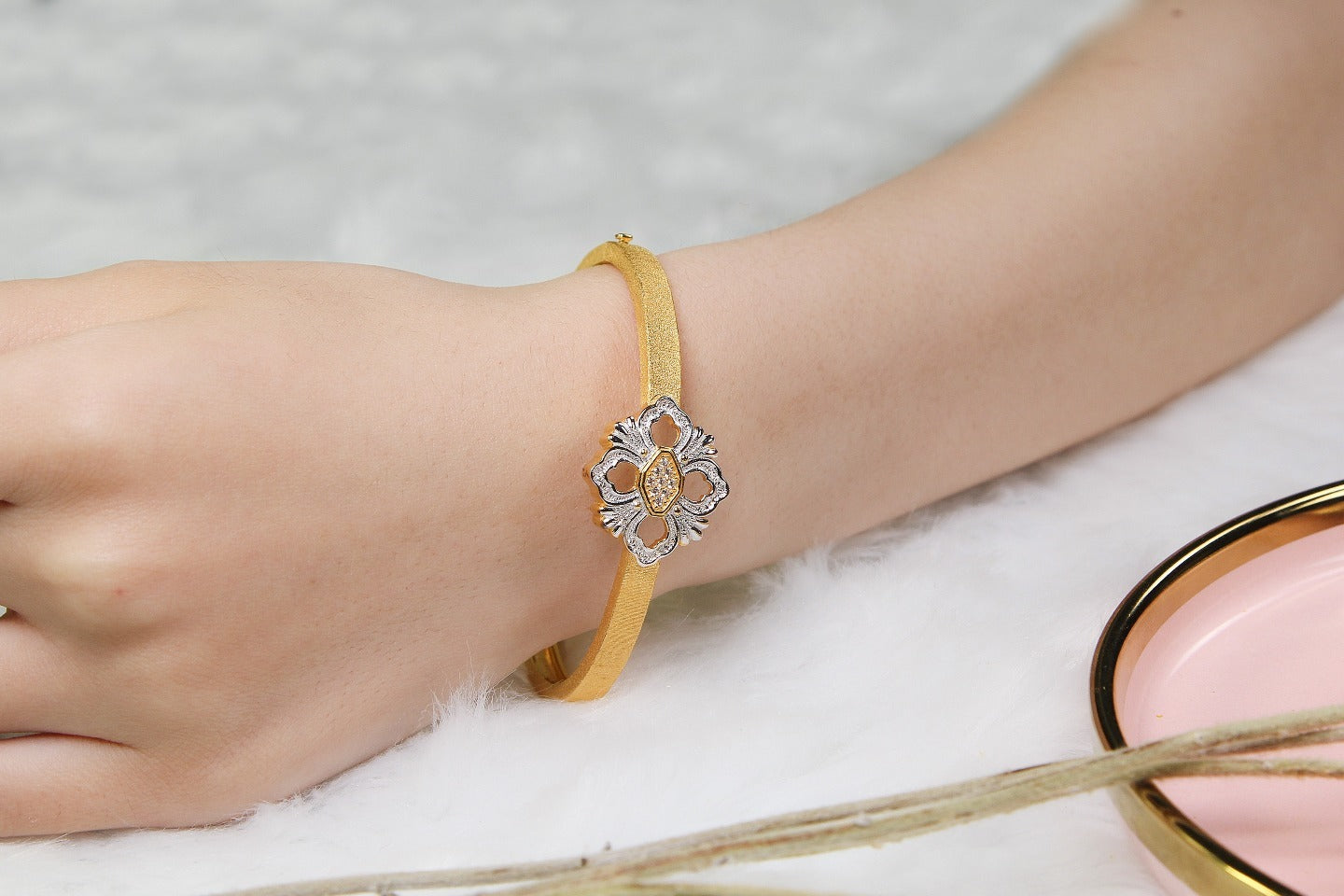 Silver Ornament Light Luxury Custom 925 Gold Single Flower Bracelet Pi-Mart