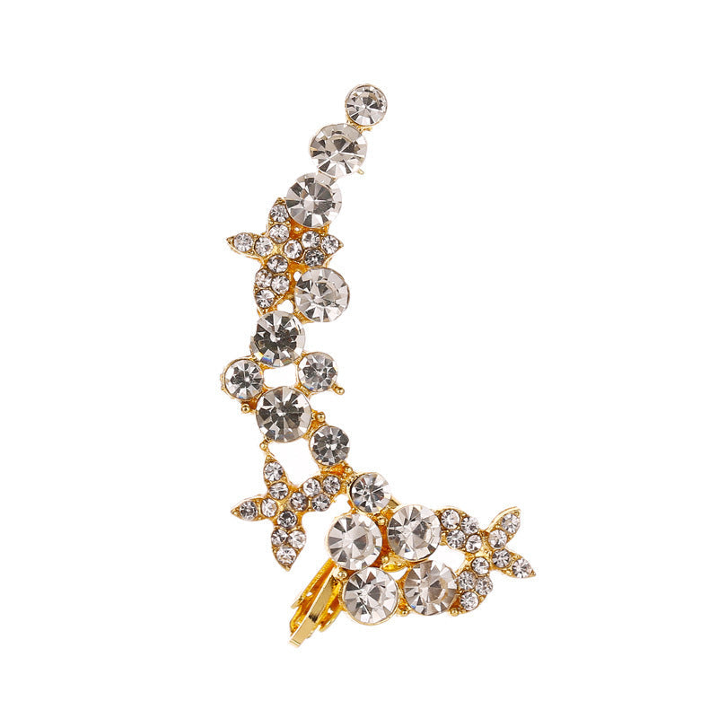 Elegant Crystal Butterfly Flower Ear Clips – Chic &amp; Feminine Statement Piece Pi-Mart