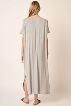 Side Slit Round Neck Short Sleeve Maxi Dress For Women – Casual and Chic Dress with Side Slits for a Relaxed yet Polished Look