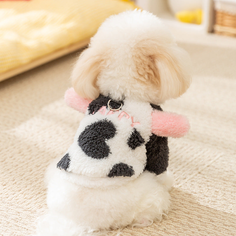 Winter Dog Cute Cow Feet Fluffy Jacket Pi-Mart